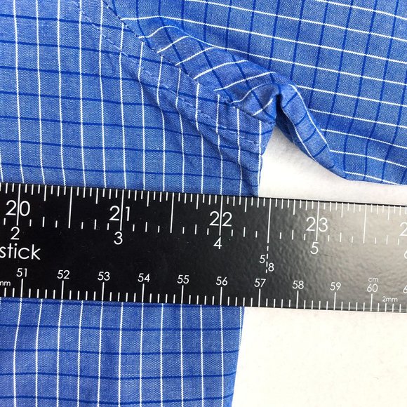 Kenneth Cole Reaction Men's Size Large Blue White Plaid Button Down Shirt - Picture 4 of 10